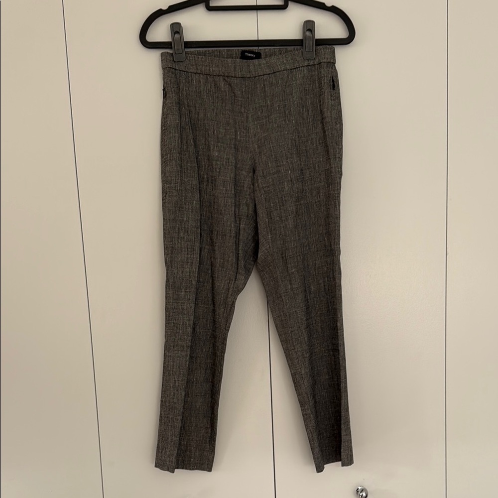 Theory Gray Linen Trousers - Size 2